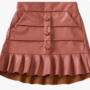 Baby Girl's Leather Skirt Pleated Mini Skort with Pocket Pink. 2-3T ONLY‼️